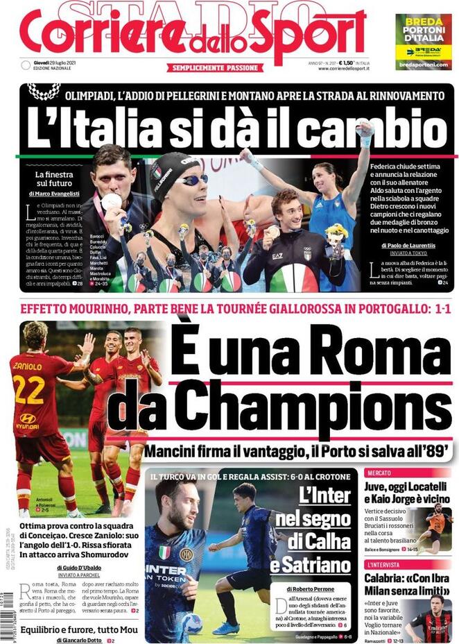 corriere dello sport prima pagina 29 luglio