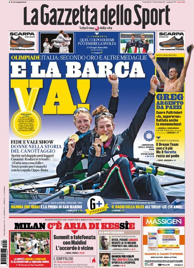 prima pagina gazzetta dello sport 30 luglio