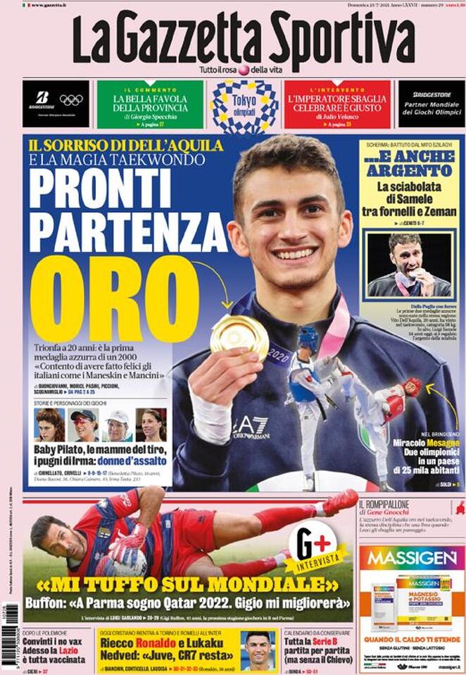 prima pagina la gazzetta dello sport 25 luglio