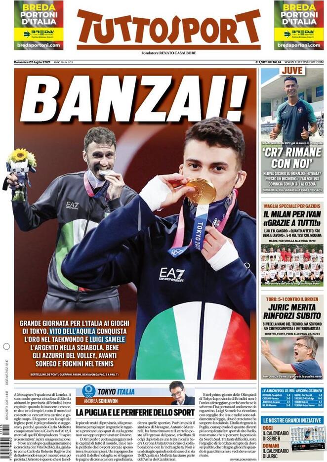 prima pagina tuttosport 25 luglio