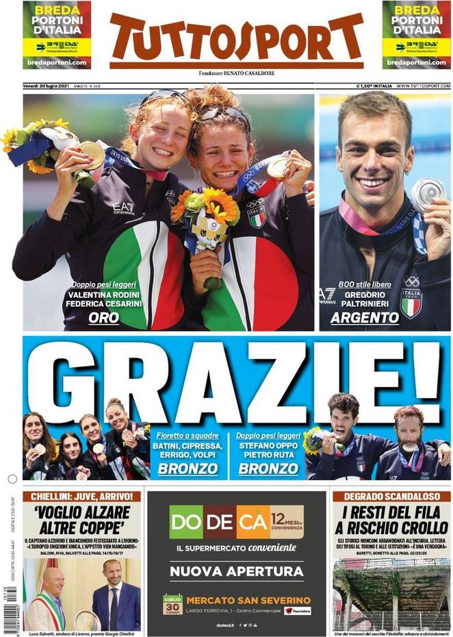 prima pagina tuttosport 30 luglio
