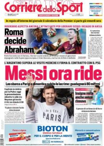 Prima pagina Corriere 11 08 2021