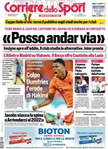 Prima pagina Corriere 13 08 2021