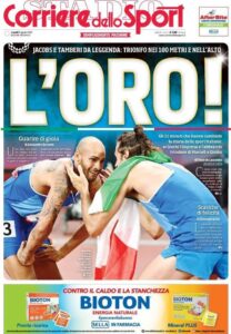 Prima pagina Corriere 2 08 2021