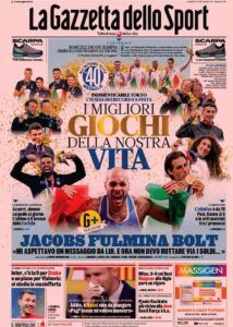 Prima pagina Gazzetta 9 08 2021