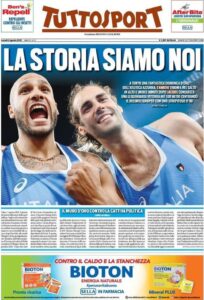 Prima pagina TuttoSport 2 08 2021