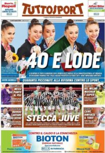 Prima pagina TuttoSport 9 08 2021