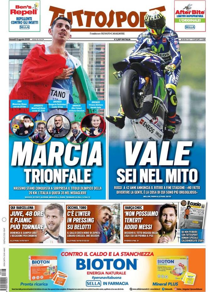 tuttosport prima pagina 6 agosto
