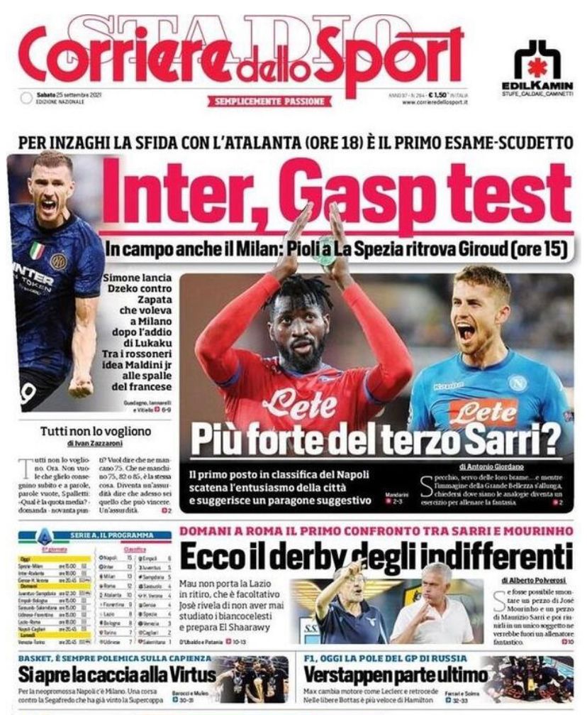 prima pagina cds 25 settembre