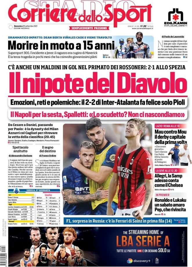 prima pagina cds 26 settembre