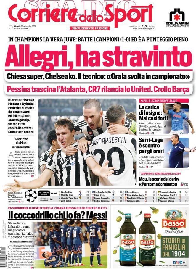 prima pagina cds 30 settembre