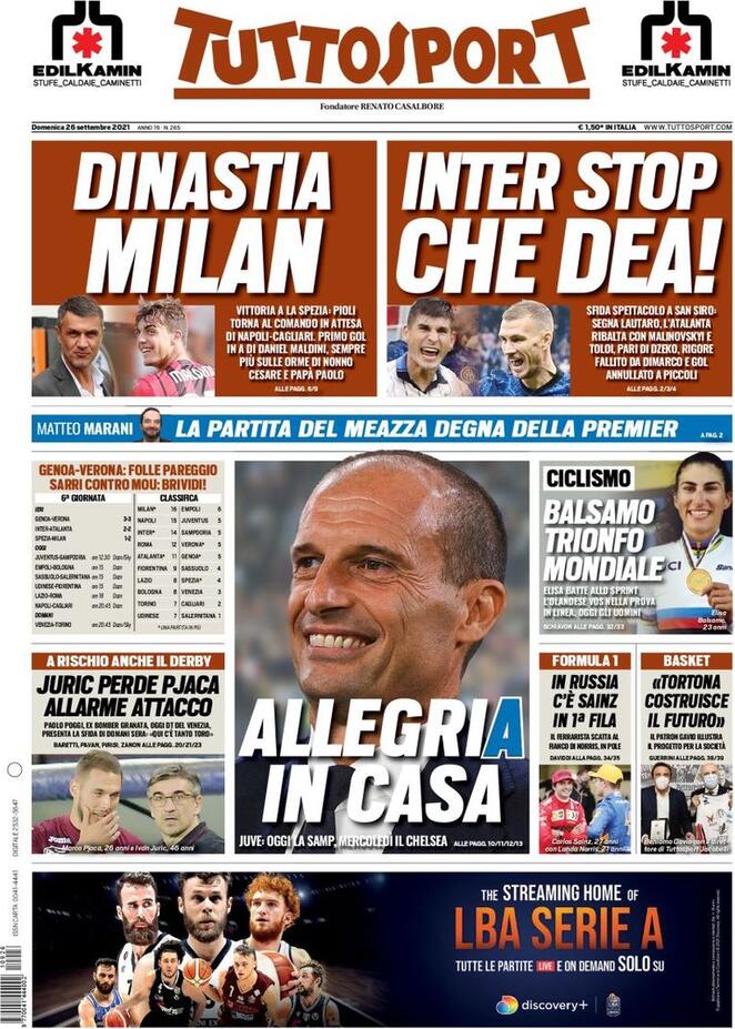 tuttosport 26 settembre