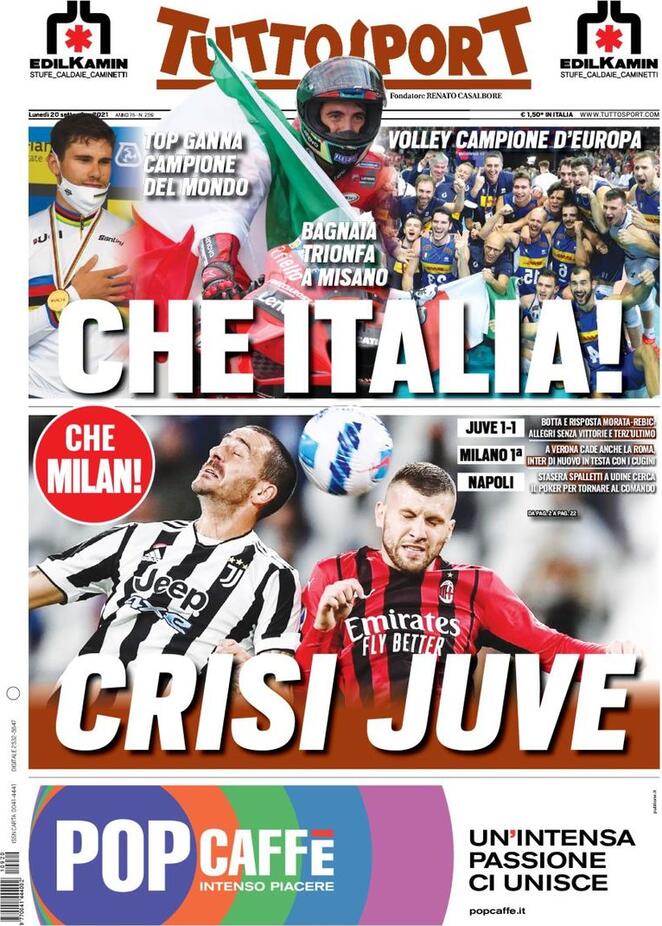 tuttosport prima pagina 20 settembre