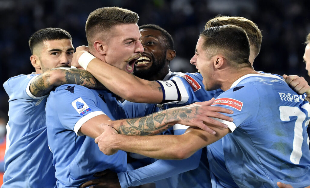 La Lazio è il migliore in campo contro l'Inter: il sondaggio social del club 1 esult gol Milinkovic STA7462