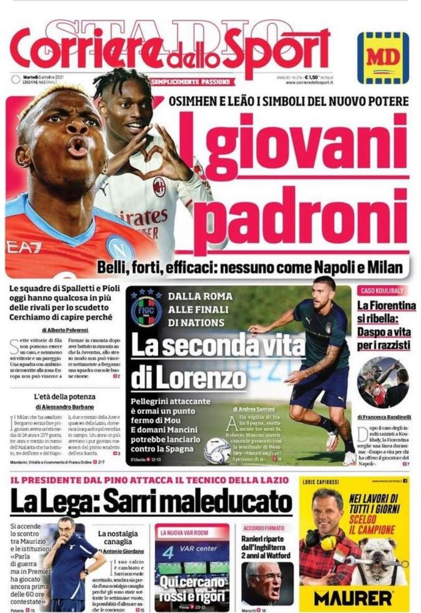 prima pagina cds 5 ottobre 2021