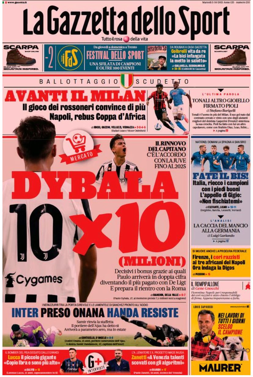 prima pagina gds 5 ottobre 2021