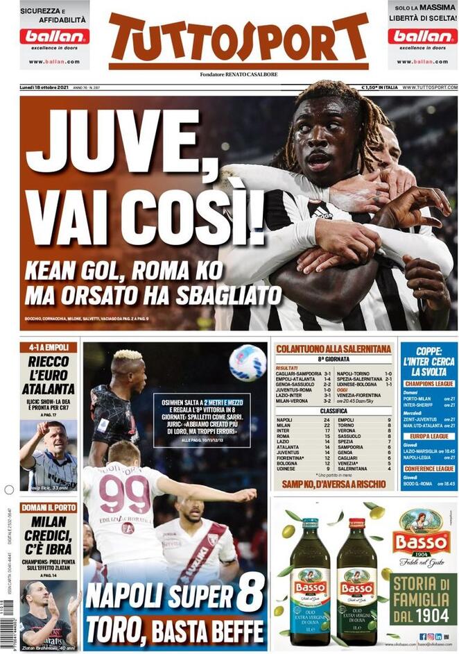 tuttosport 18 ottobre