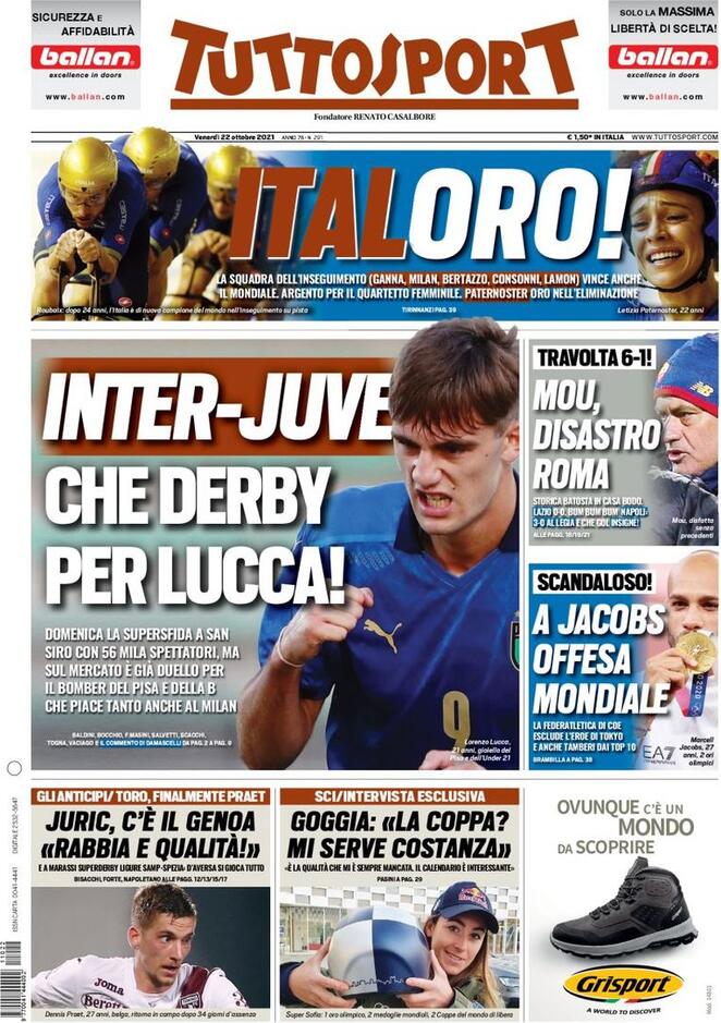 tuttosport 22 ottobre