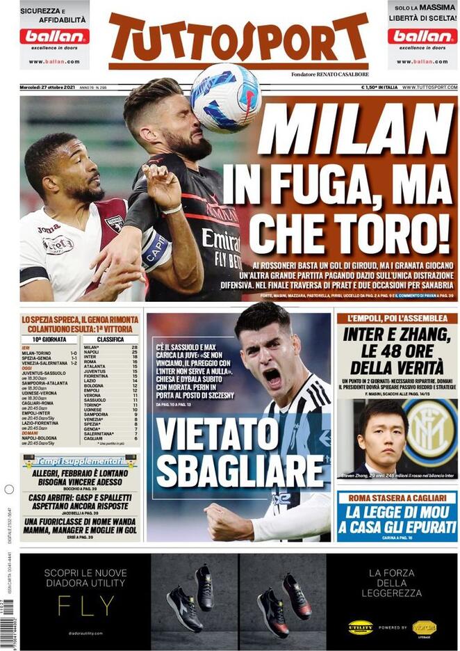 tuttosport 27 ottobre