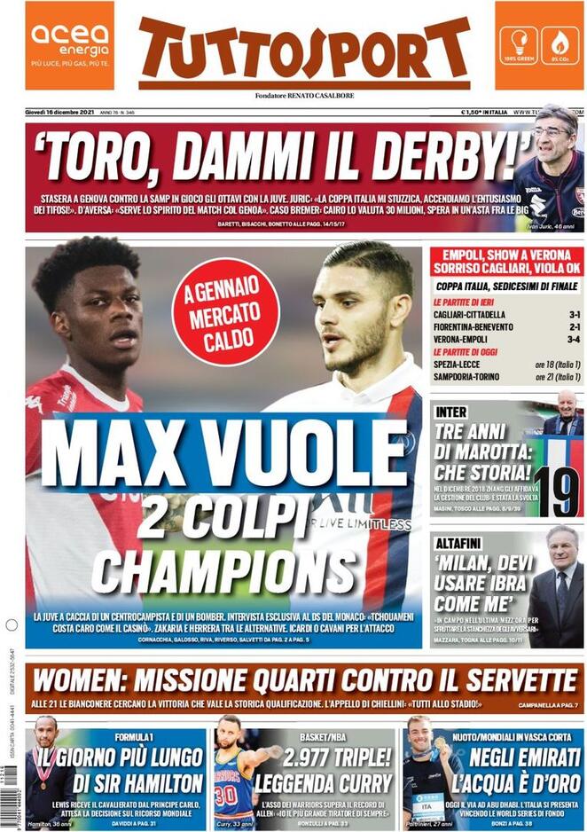tuttosport 16 dicembre