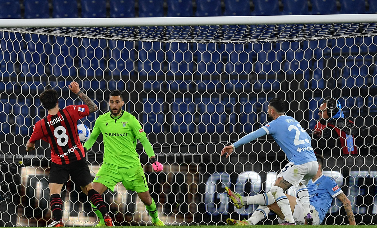Lazio, problema big match: negli scontri diretti non c'è la scintilla 21 Gol Tonali Milan Lazio 1