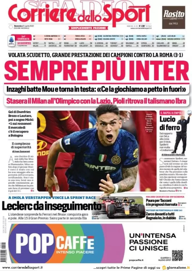 Le prime pagine dei principali quotidiani sportivi – 24 aprile 23 WhatsApp Image 2022 04 24 at 07.52.13