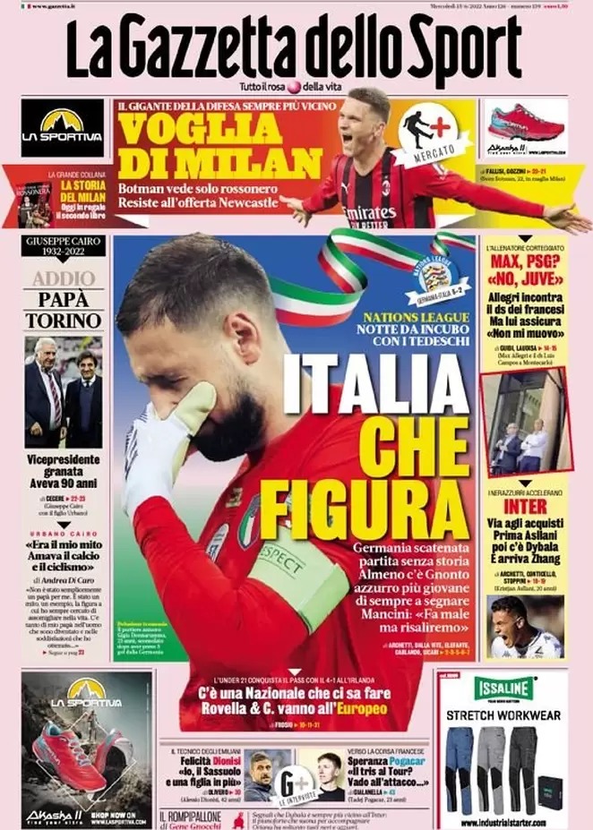 Le prime pagine dei principali quotidiani sportivi – 15 giugno 22 WhatsApp Image 2022 06 15 at 07.46.58