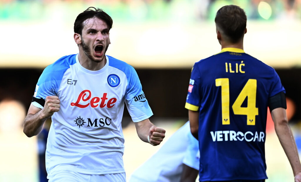 Verona Napoli 2-5: Kvaratskhelia mattatore, scaligeri al tappeto 1 Esultanza Kvaratskhelia Napoli Verona