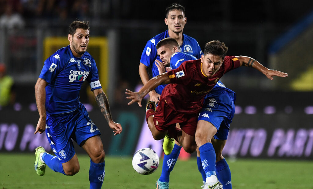Serie A, Dybala-Abraham stendono l'Empoli: Akpa Akpro espulso 1 Roma Empoli
