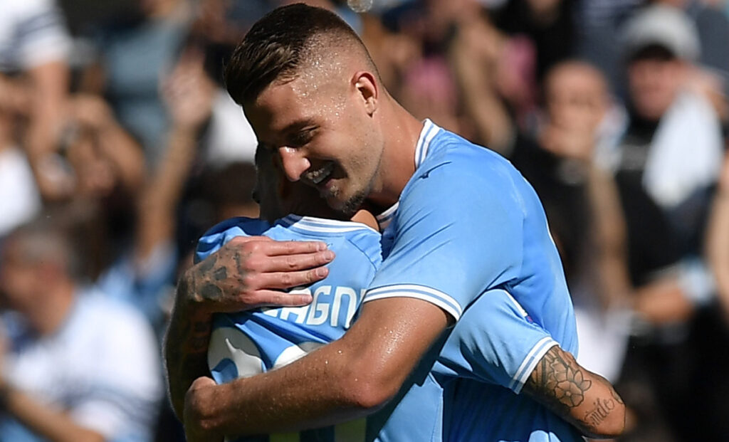 Sturm Graz Lazio, il backstage del match e la maglia scelta per scendere in campo VIDEO 1 Zaccagni Milinkovic Savic