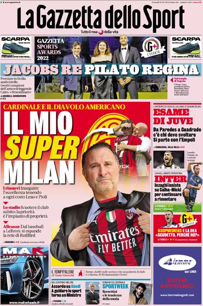 Le prime pagine dei principali quotidiani sportivi – 21 ottobre 22 image 10
