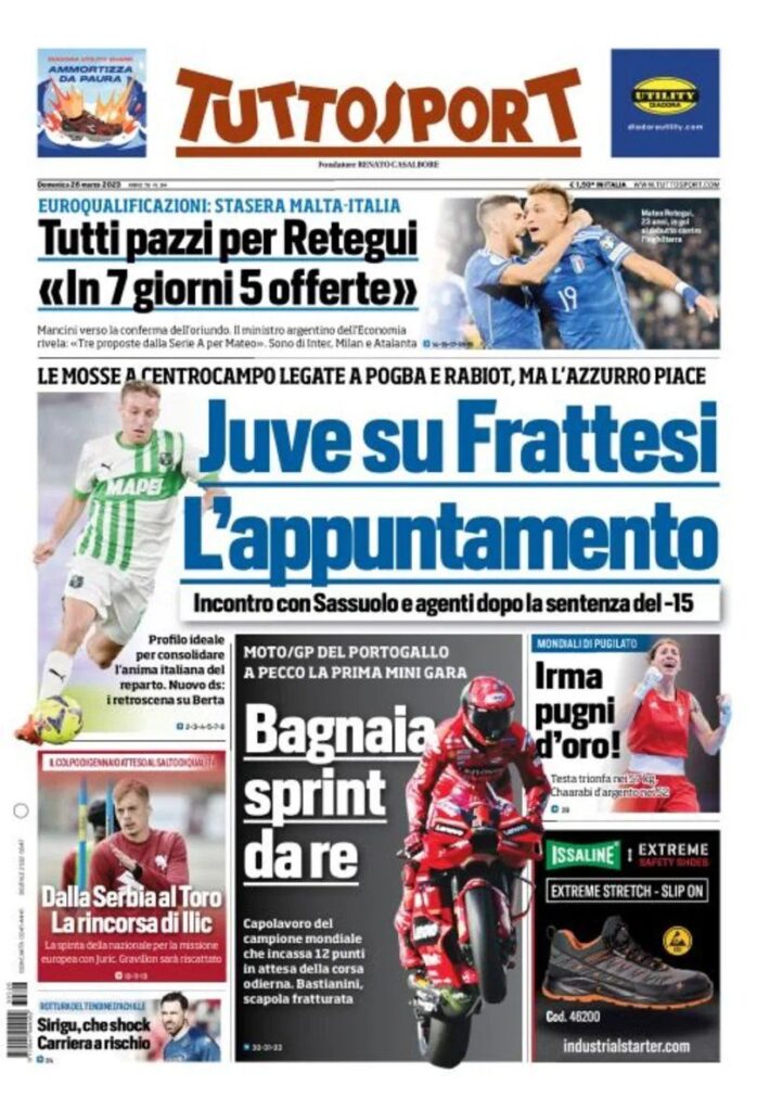 Le prime pagine dei principali quotidiani sportivi - 26 marzo 24 WhatsApp Image 2023 03 26 at 07.28.19