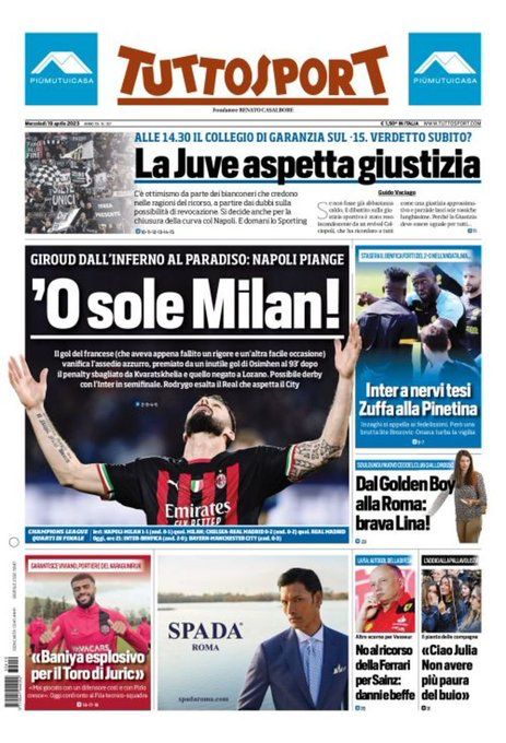 Le prime pagine dei principali quotidiani sportivi - 19 aprile 24 WhatsApp Image 2023 04 19 at 07.37.30