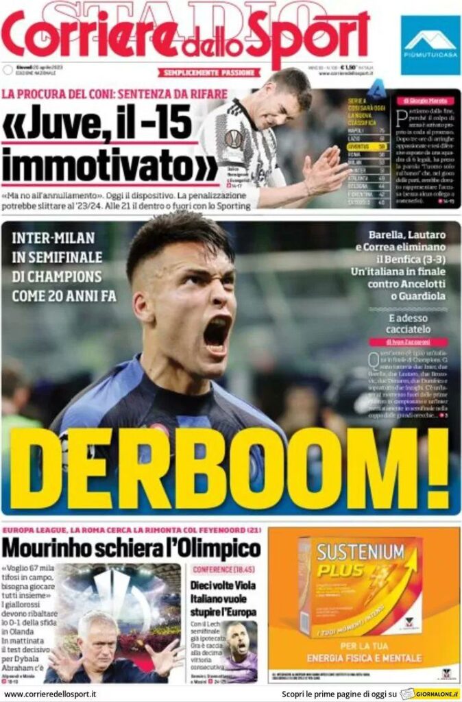 Le prime pagine dei principali quotidiani sportivi - 20 aprile 23 WhatsApp Image 2023 04 20 at 07.51.41