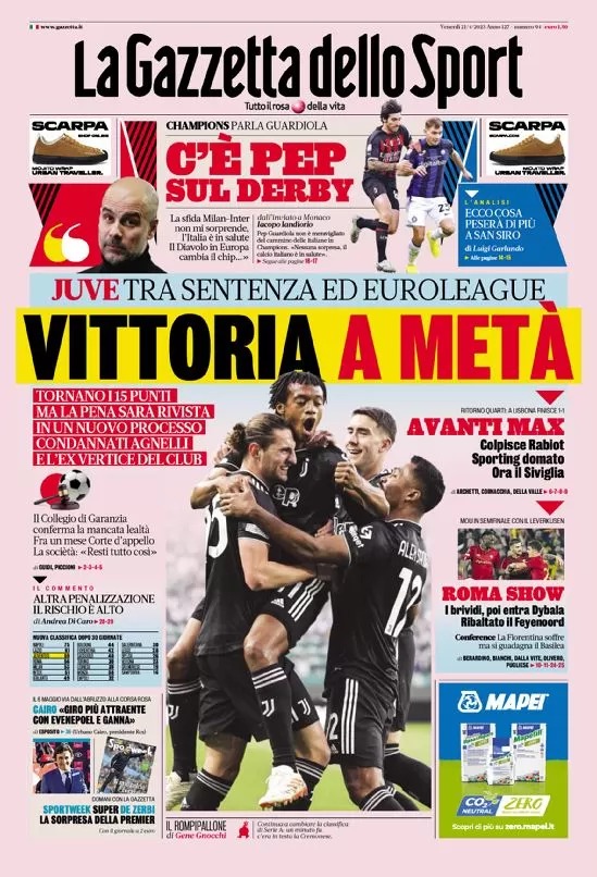 Le prime pagine dei principali quotidiani sportivi - 21 aprile 22 WhatsApp Image 2023 04 21 at 07.54.17