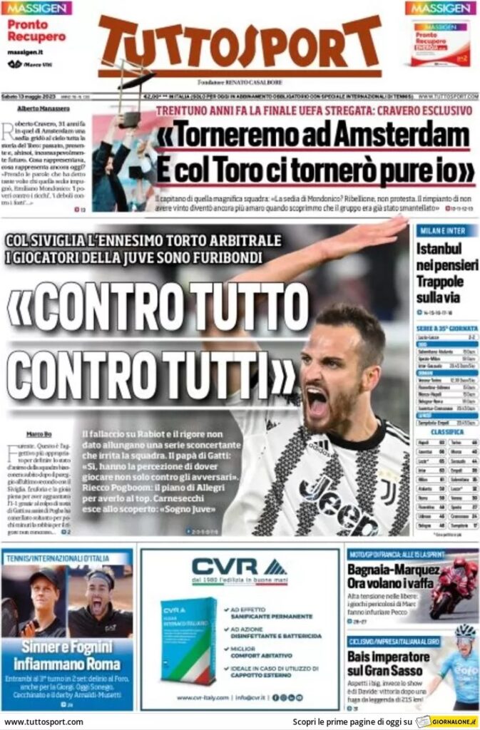 Le prime pagine dei principali quotidiani sportivi - 13 maggio 24 WhatsApp Image 2023 05 13 at 07.56.15