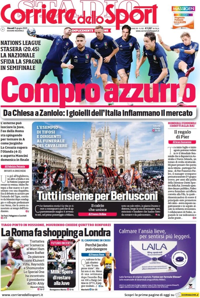 Le prime pagine dei principali quotidiani sportivi - 15 giugno 23 WhatsApp Image 2023 06 15 at 07.53.12