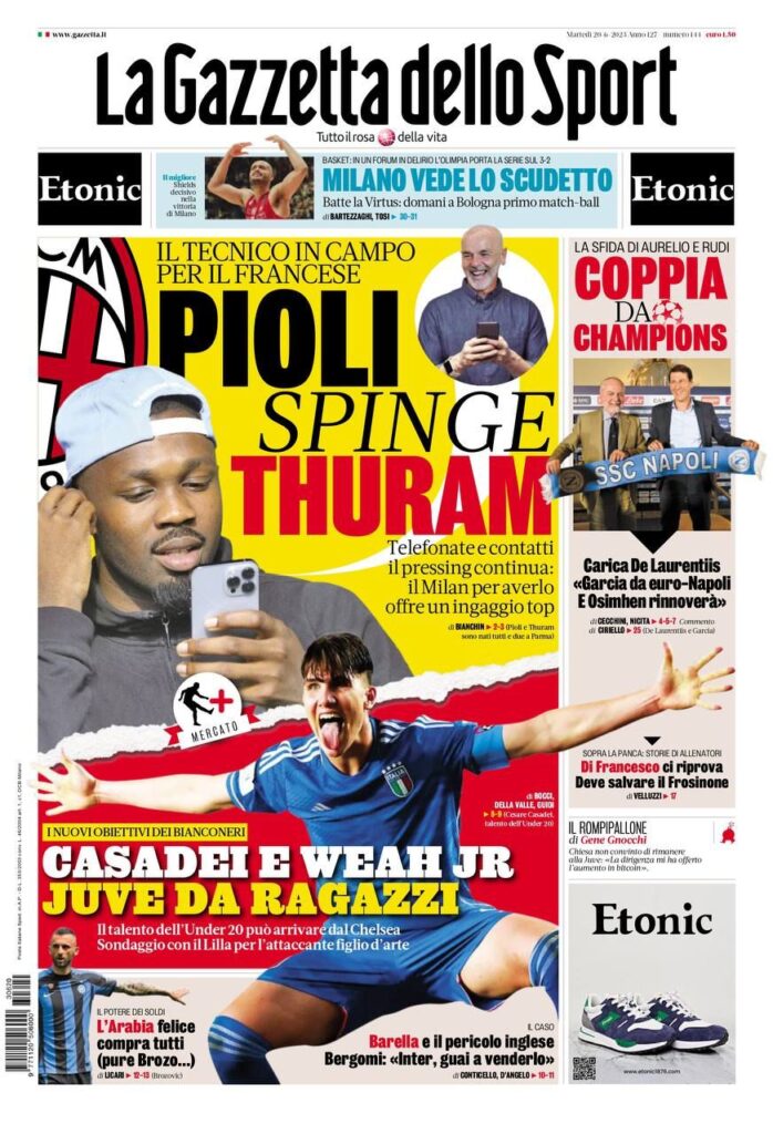 Le prime pagine dei principali quotidiani sportivi - 20 giugno 22 WhatsApp Image 2023 06 20 at 07.58.22