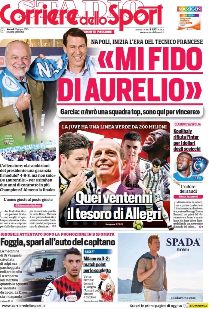 Le prime pagine dei principali quotidiani sportivi - 20 giugno 23 WhatsApp Image 2023 06 20 at 07.58.24