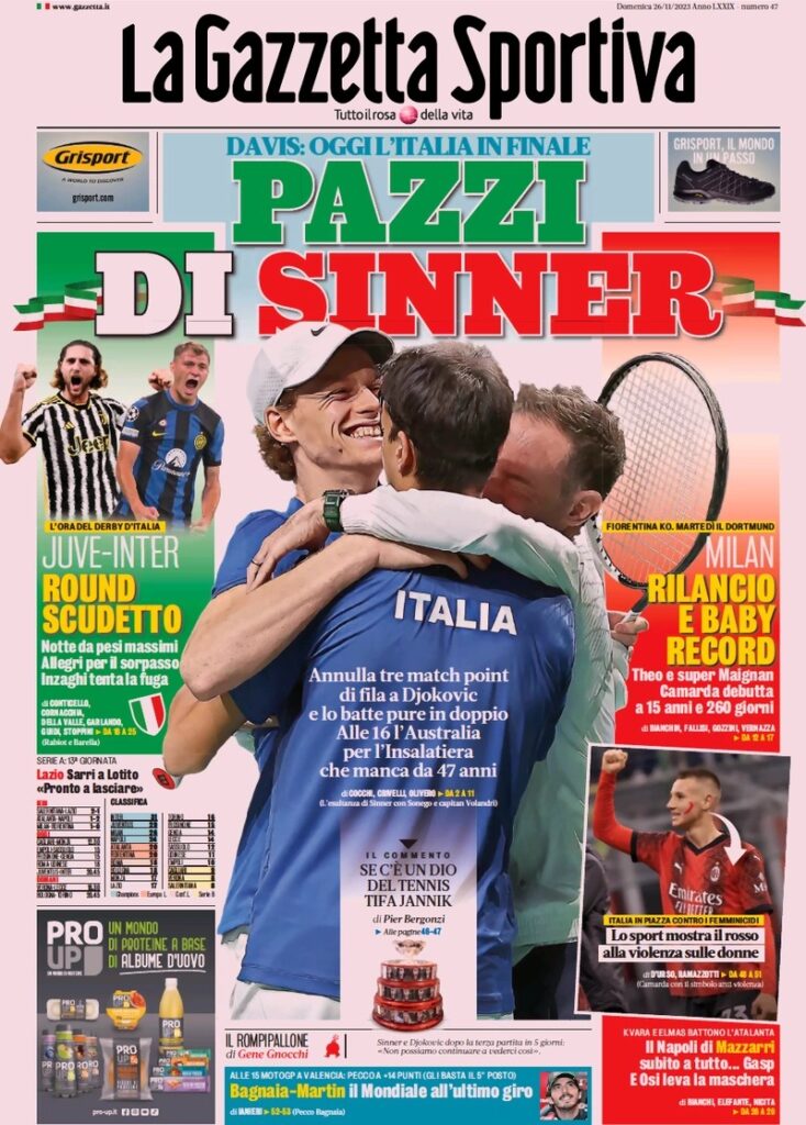 Le prime pagine dei principali quotidiani sportivi – 26 novembre 22 WhatsApp Image 2023 11 26 at 08.07.17