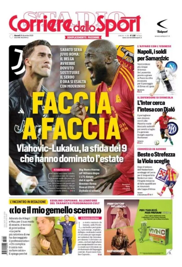 Le prime pagine dei principali quotidiani sportivi – 28 dicembre 22 WhatsApp Image 2023 12 28 at 07.58.19