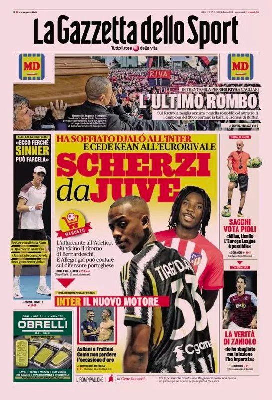 Le prime pagine dei principali quotidiani sportivi – 25 gennaio 23 WhatsApp Image 2024 01 25 at 08.08.14