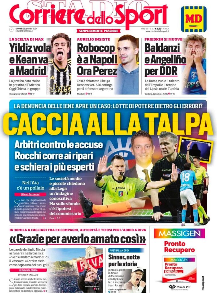 Le prime pagine dei principali quotidiani sportivi – 25 gennaio 22 WhatsApp Image 2024 01 25 at 08.08.20