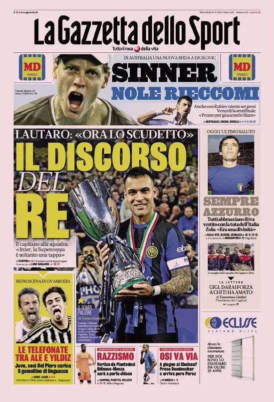 Le prime pagine dei principali quotidiani sportivi – 24 gennaio 23 photo 2024 01 24 02 49 53 2