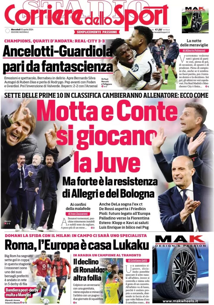 Le prime pagine dei principali quotidiani sportivi – 10 aprile 23 WhatsApp Image 2024 04 10 at 07.25.09