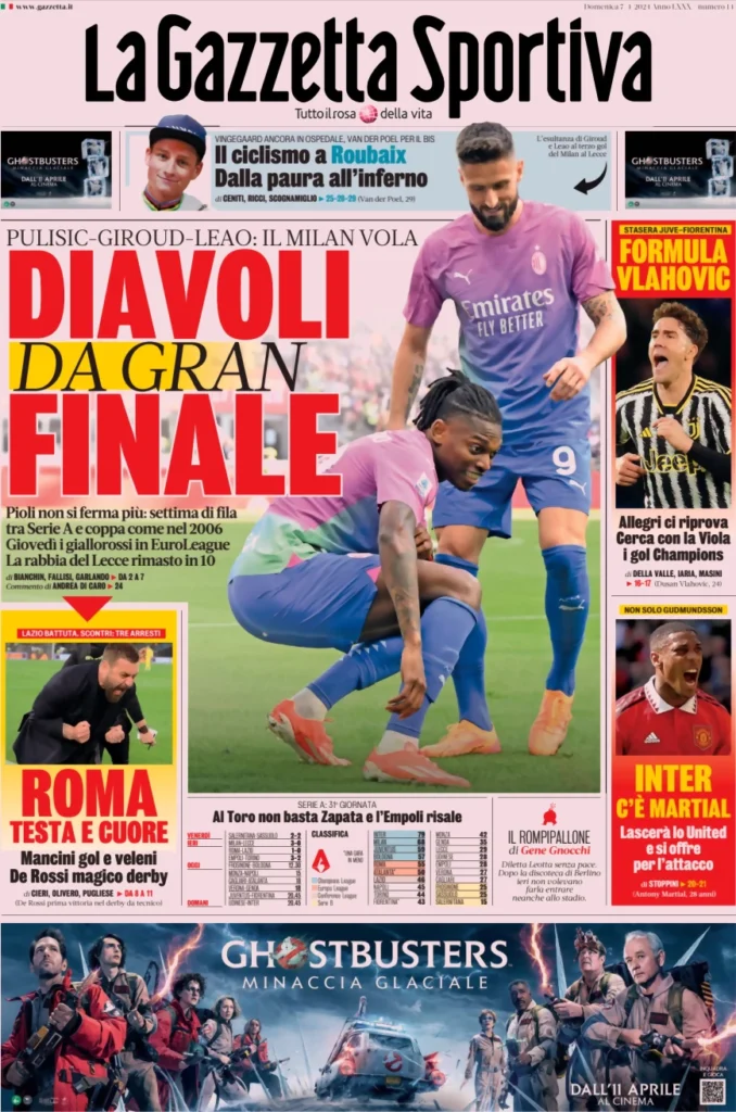 Le prime pagine dei principali quotidiani sportivi – 7 aprile 22 la gazzetta dello sport 050804563