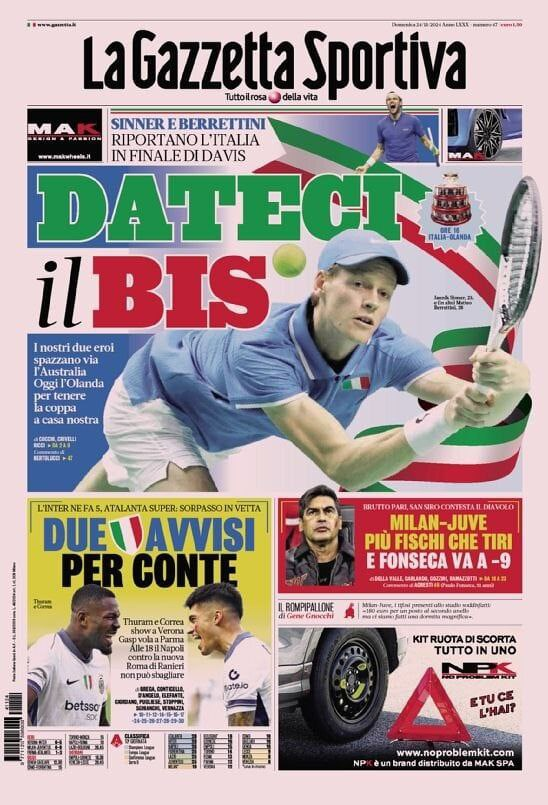 Le prime pagine dei principali quotidiani sportivi – 24 novembre 22 image 25