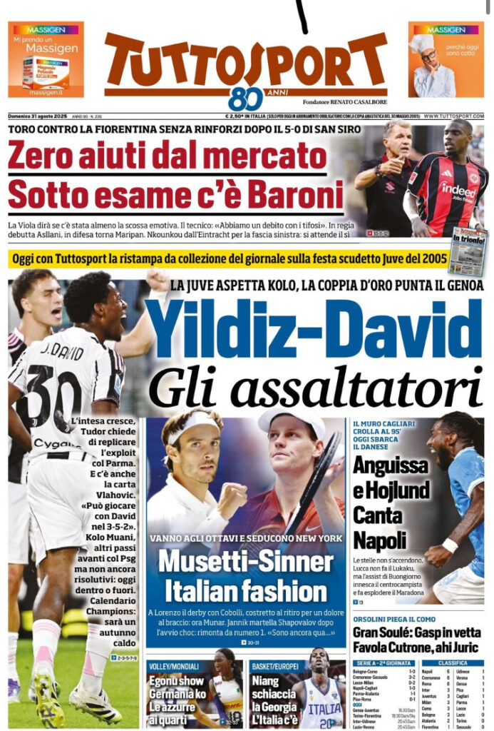 Le prime pagine sportive nazionali - 31 agosto 2025 24 IMG 9115