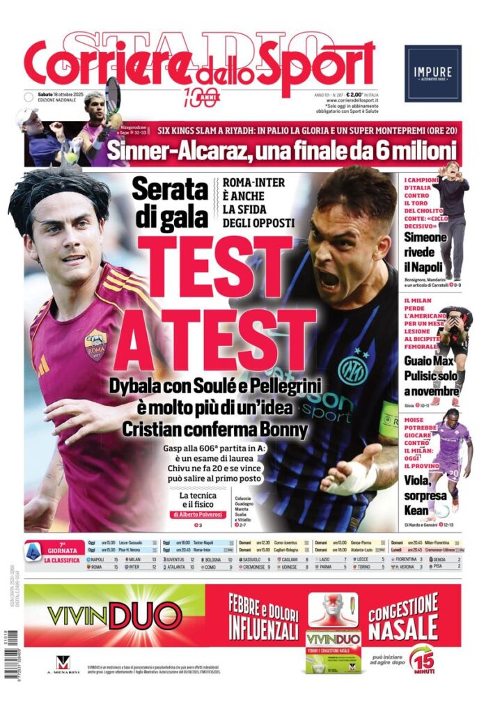 Le prime pagine sportive nazionali - 18 ottobre 2025 24 prima pagina naz 810x1189 1
