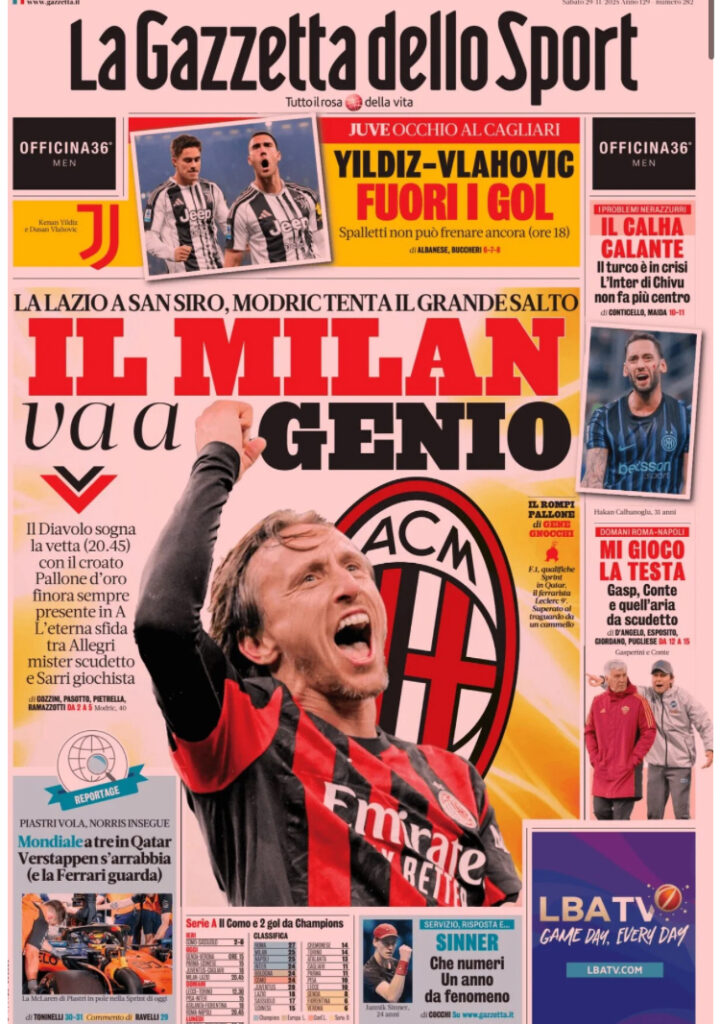 Le prime pagine sportive nazionali – 29 novembre 2025 22 IMG 0591